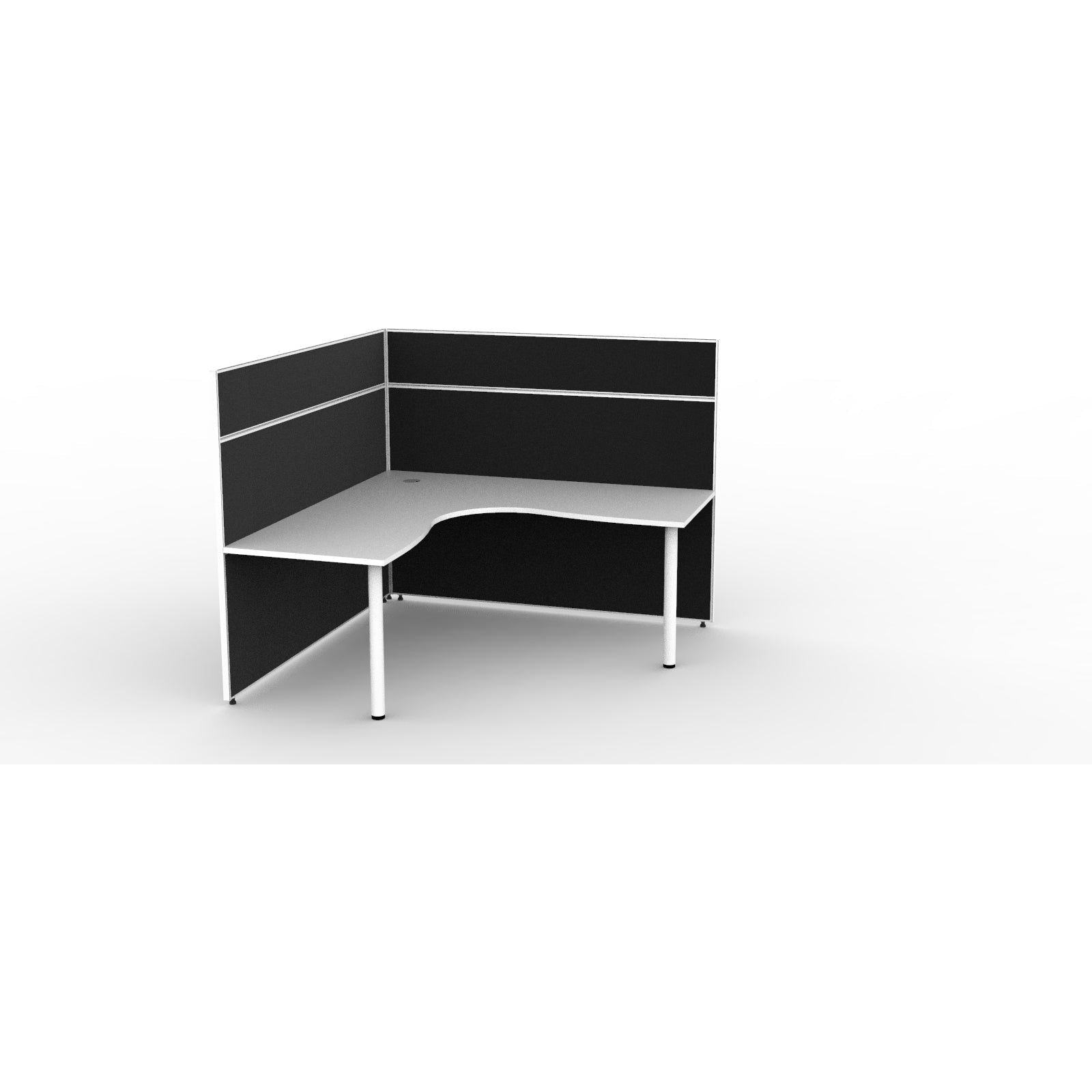 SHUSH30 Corner Workstation - 1 Person - Round Leg - White