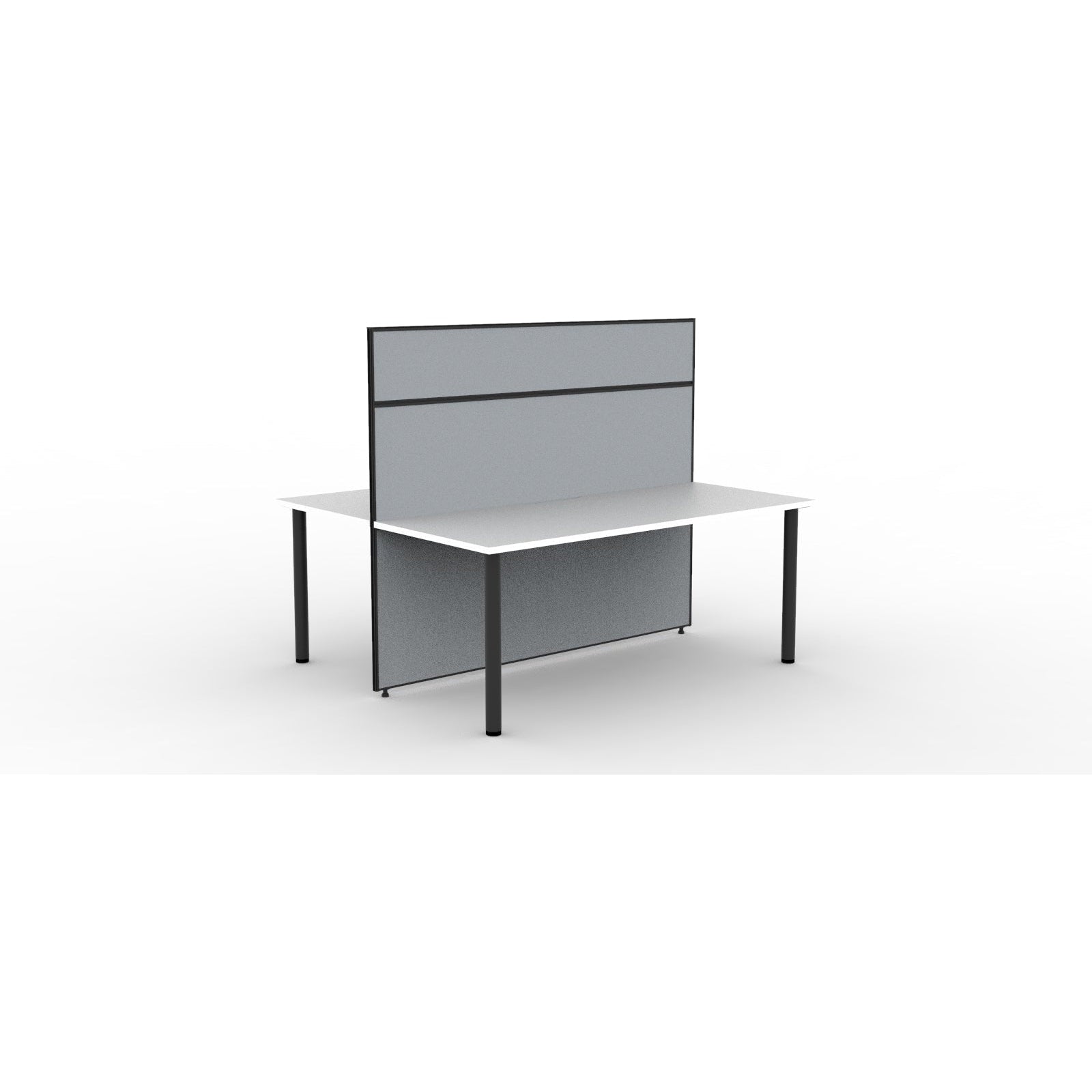 SHUSH30 Double Sided Workstation - 2 Person - Round Leg - White
