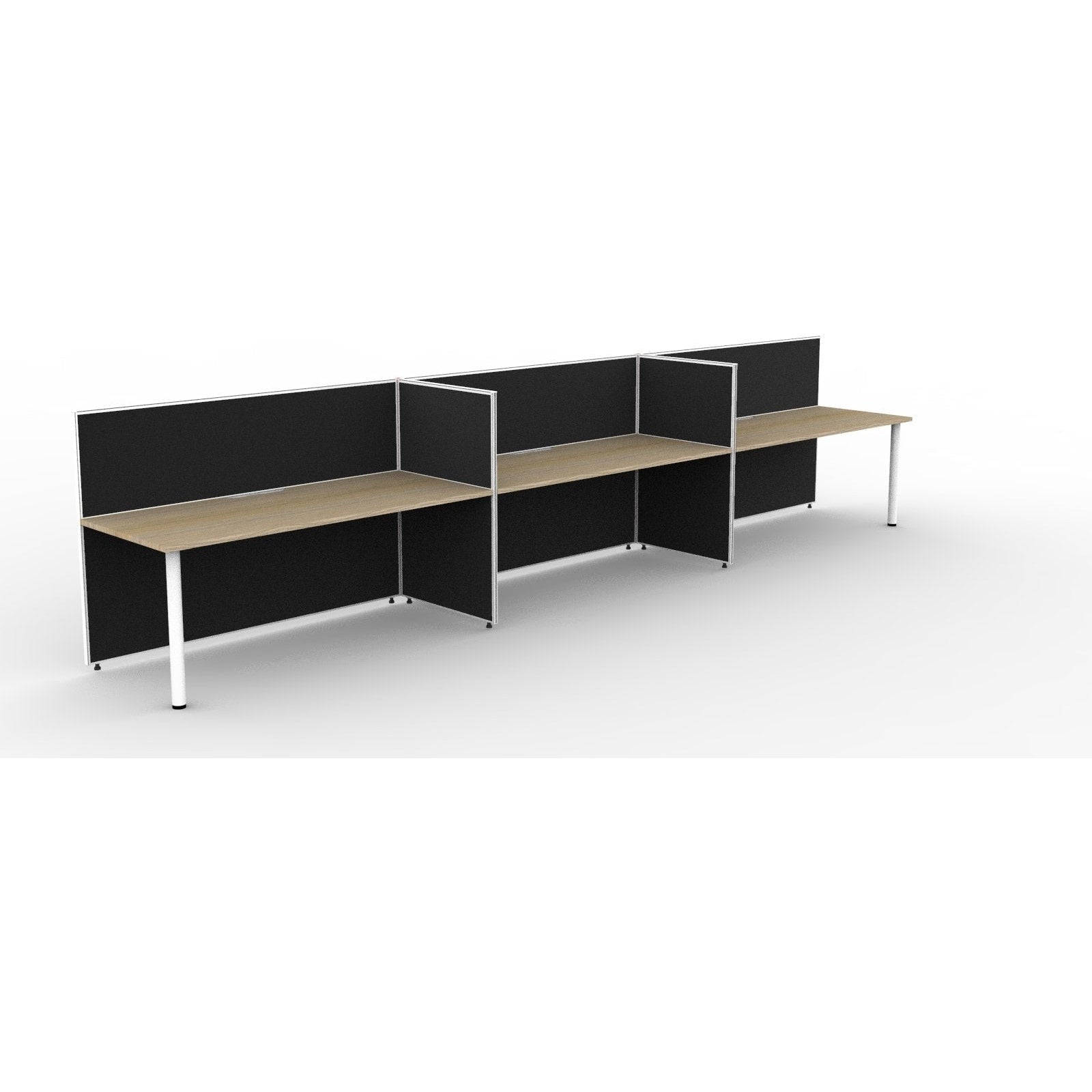SHUSH30 Workstation - 3 Person - Round Leg - Oak