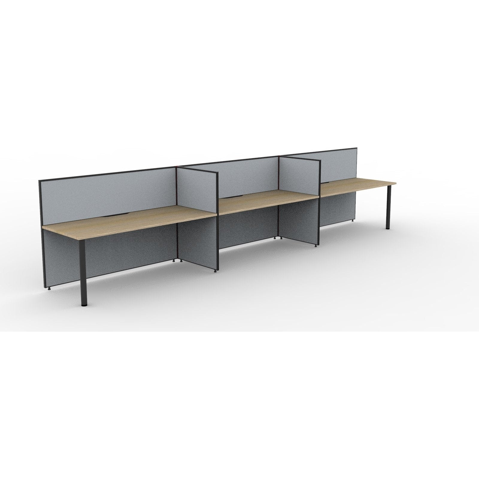 SHUSH30 Workstation - 3 Person - Round Leg - Oak