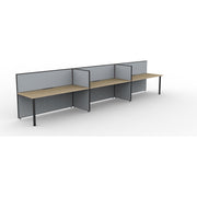 SHUSH30 Workstation - 3 Person - Round Leg - Oak