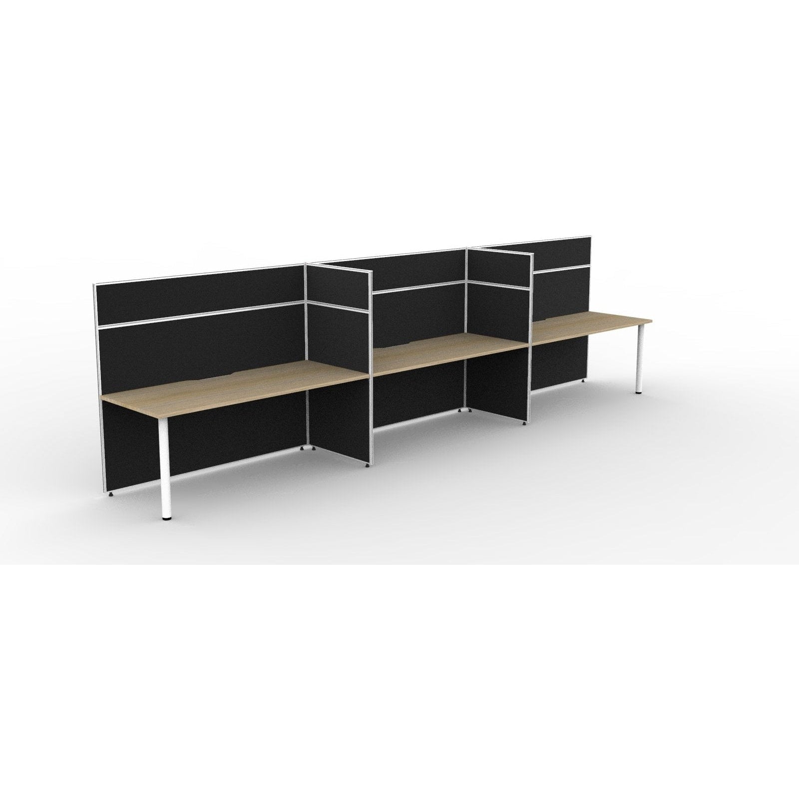 SHUSH30 Workstation - 3 Person - Round Leg - Oak