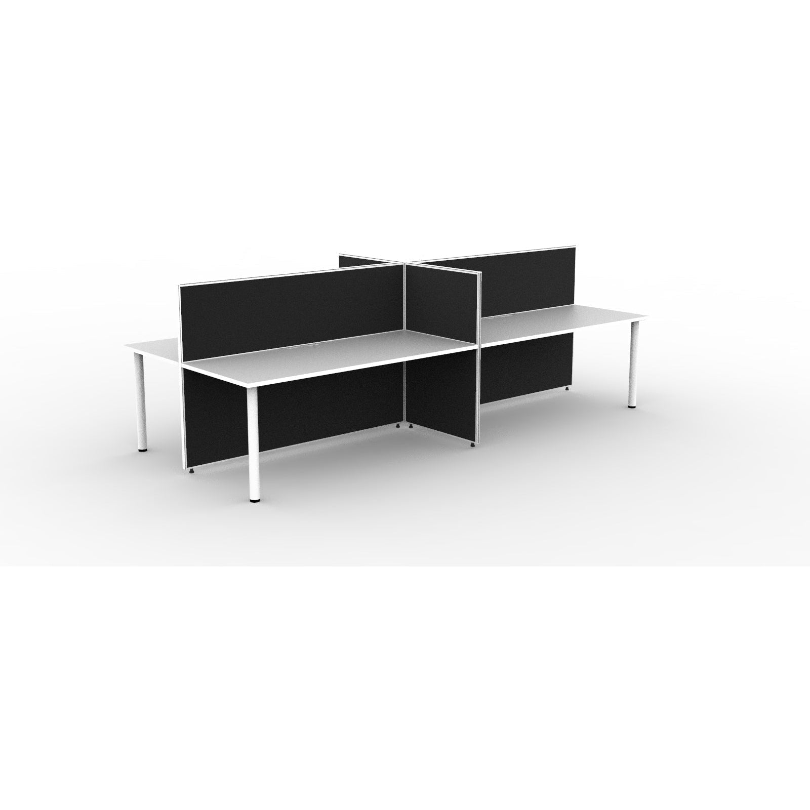 SHUSH30 Double Sided Workstation - 4 Person - Round Leg - White
