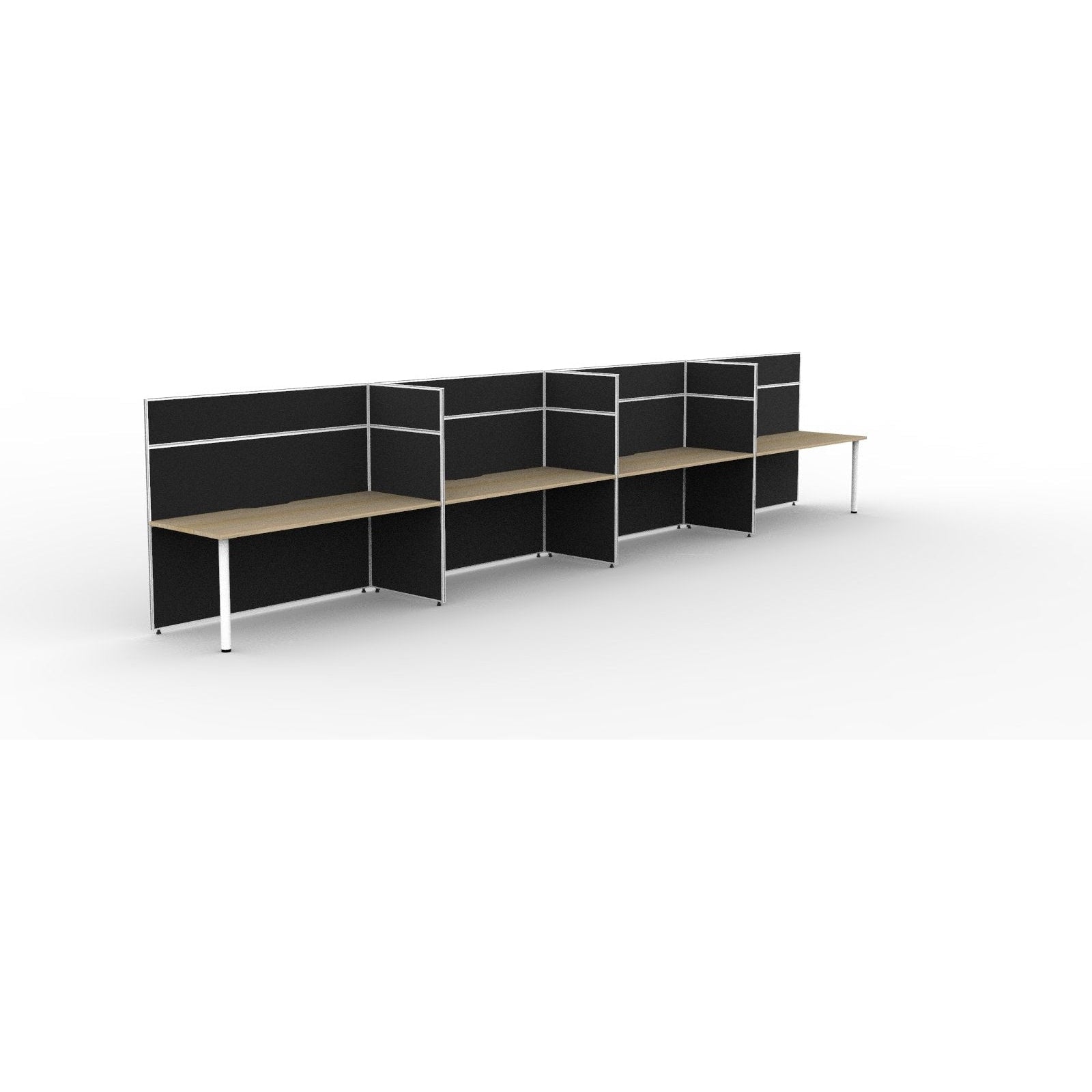 SHUSH30 Workstation - 4 Person - Round Leg - Oak