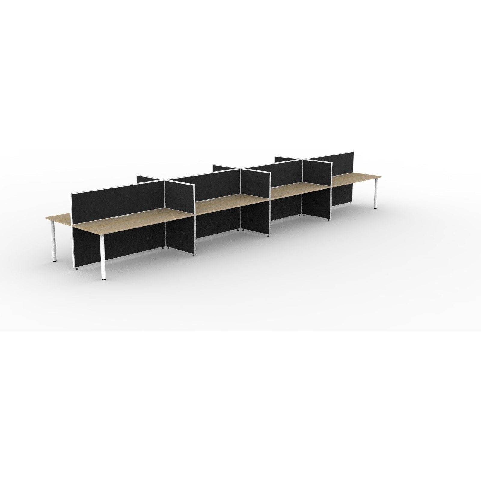 SHUSH30 Double Sided Workstation - 8 Person - Round Leg - Oak