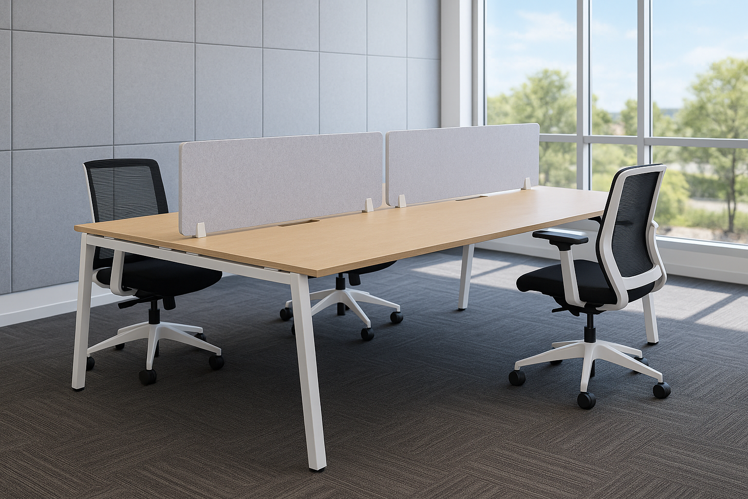 Daytona 4 Person Double Sided Workstation - With Screen