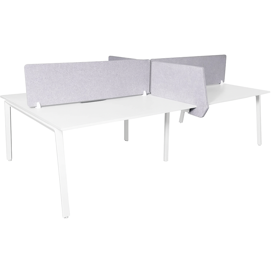 Daytona 4 Person Double Sided Workstation - With Screen + Side On Slider