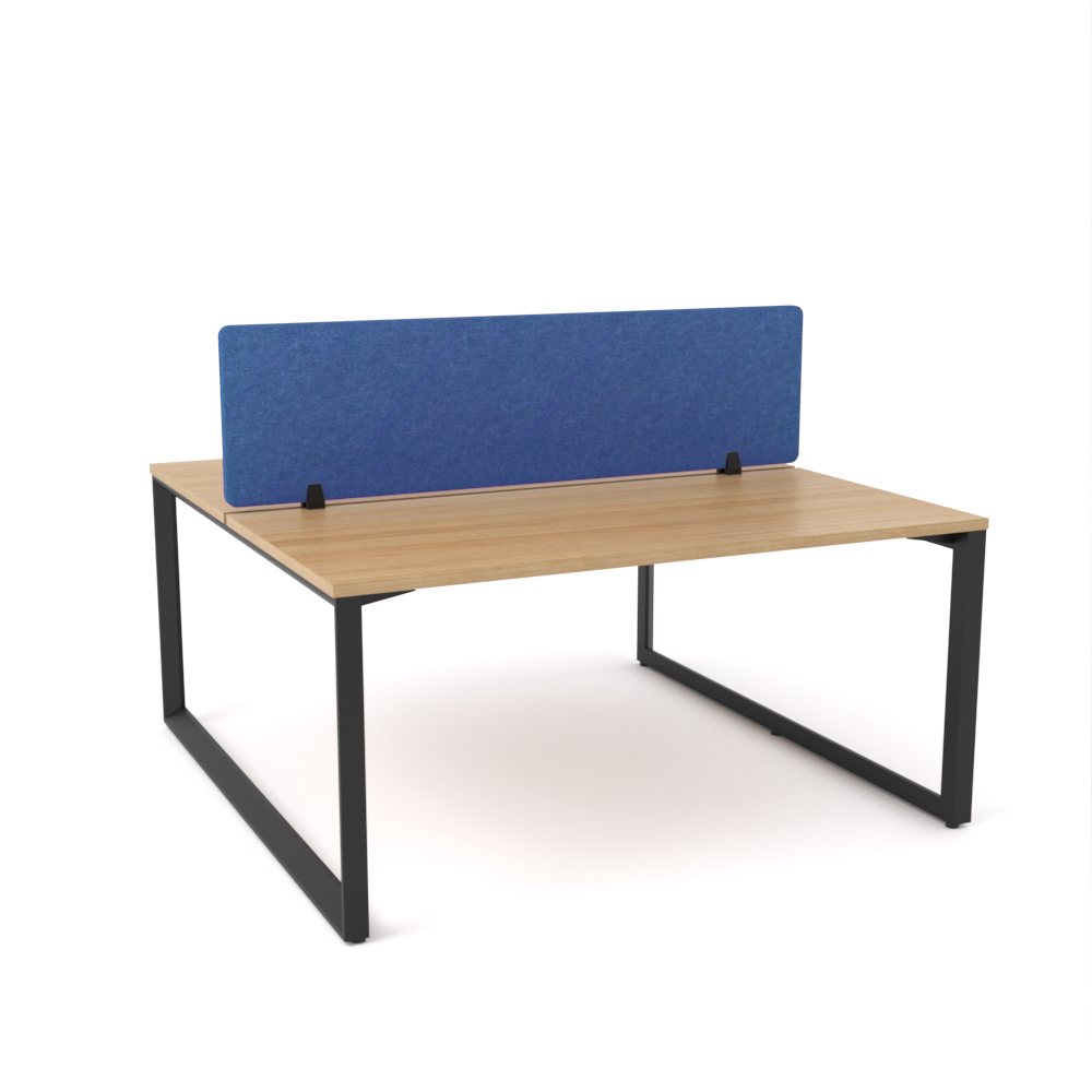 California Office Workstations (Loop Legs) 2-User Double-Sided Desk With AcoustiQ Screen (Cobalt Blue Screen)