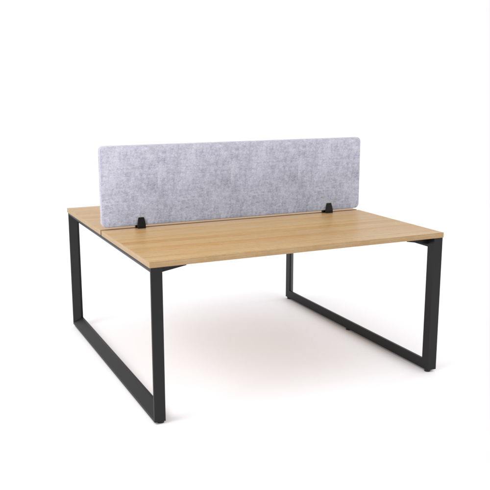 California Office Workstations (Loop Legs) 2-User Double-Sided Desk With AcoustiQ Screen (Marble Gray Screen)