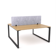 California Office Workstations (Loop Legs) 2-User Double-Sided Desk With AcoustiQ Screen (Marble Gray Screen)