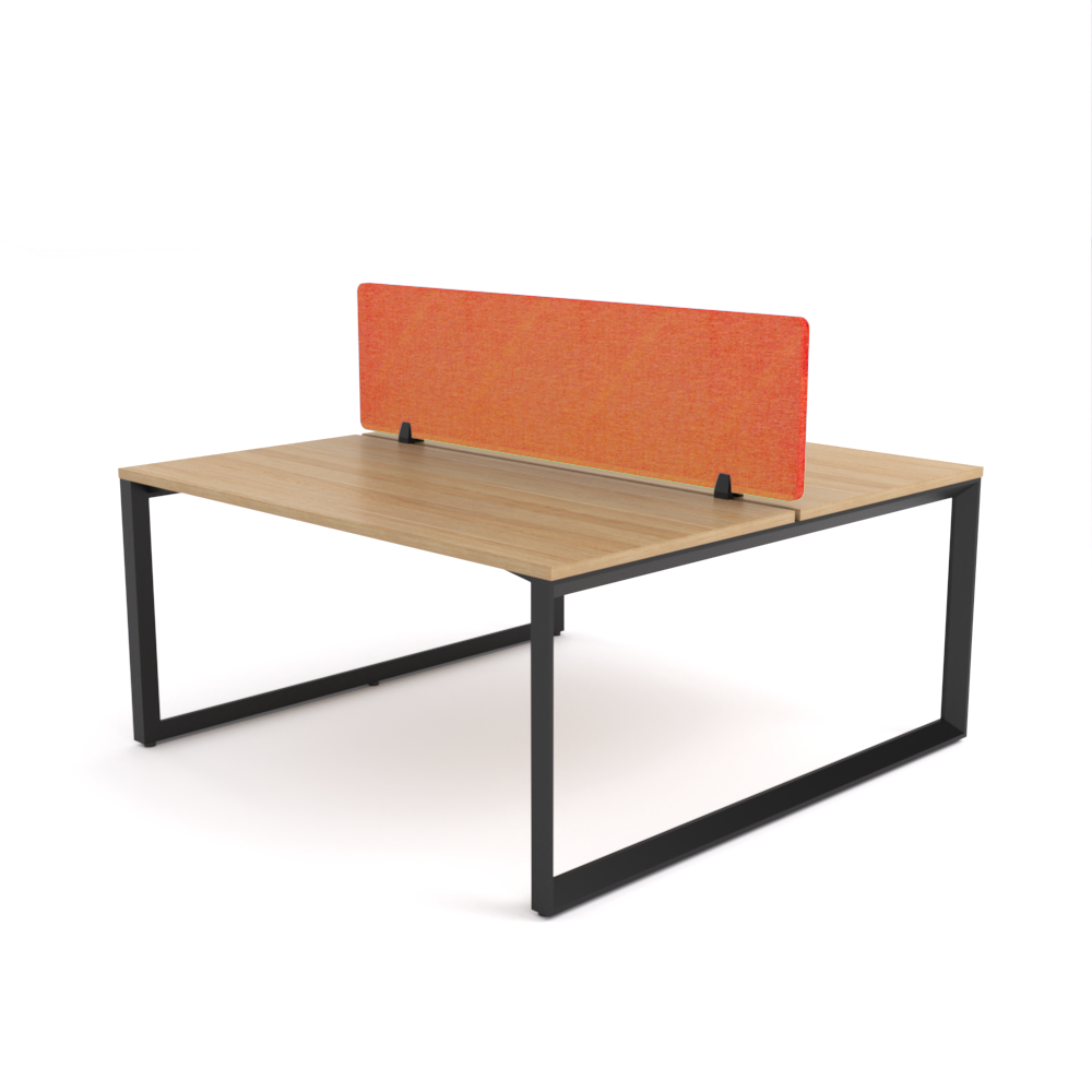 California Office Workstations (Loop Legs) 2-User Double-Sided Desk With AcoustiQ Screen (Orange Screen)