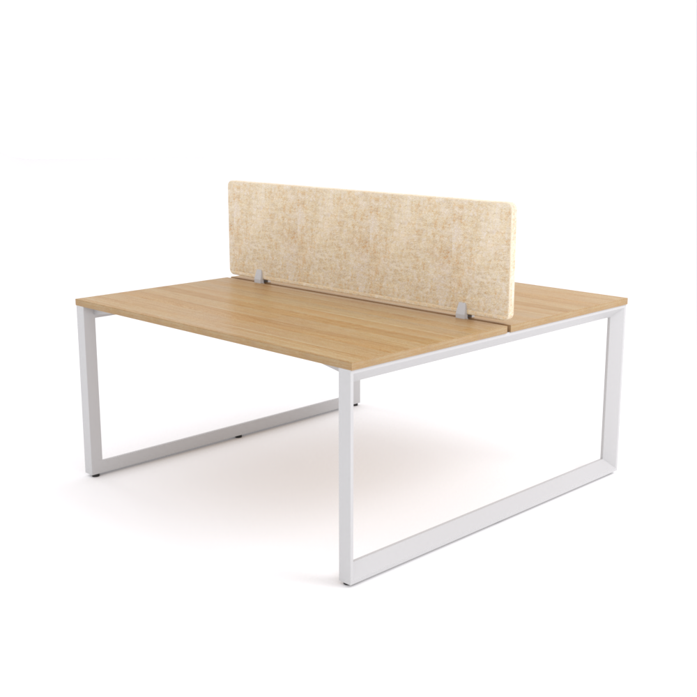 California Office Workstations (Loop Legs) 2-User Double-Sided Desk With AcoustiQ Screen (Natural Screen)