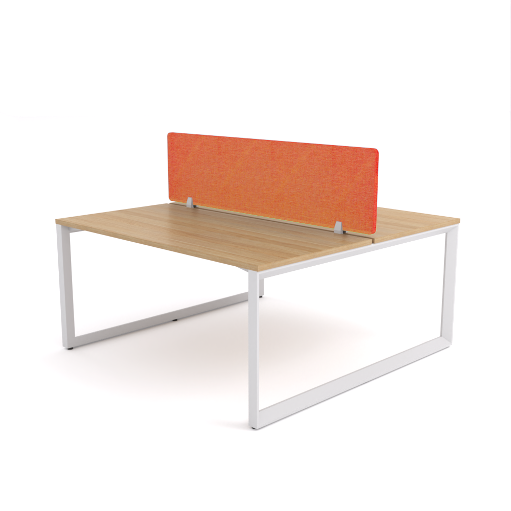 California Office Workstations (Loop Legs) 2-User Double-Sided Desk With AcoustiQ Screen (Orange Screen)