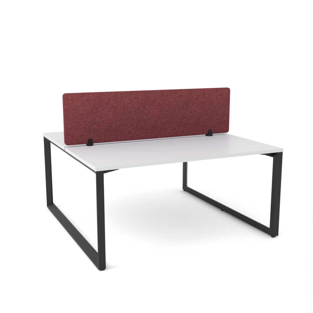California Office Workstations (Loop Legs) 2-User Double-Sided Desk With AcoustiQ Screen (Maroon Screen)
