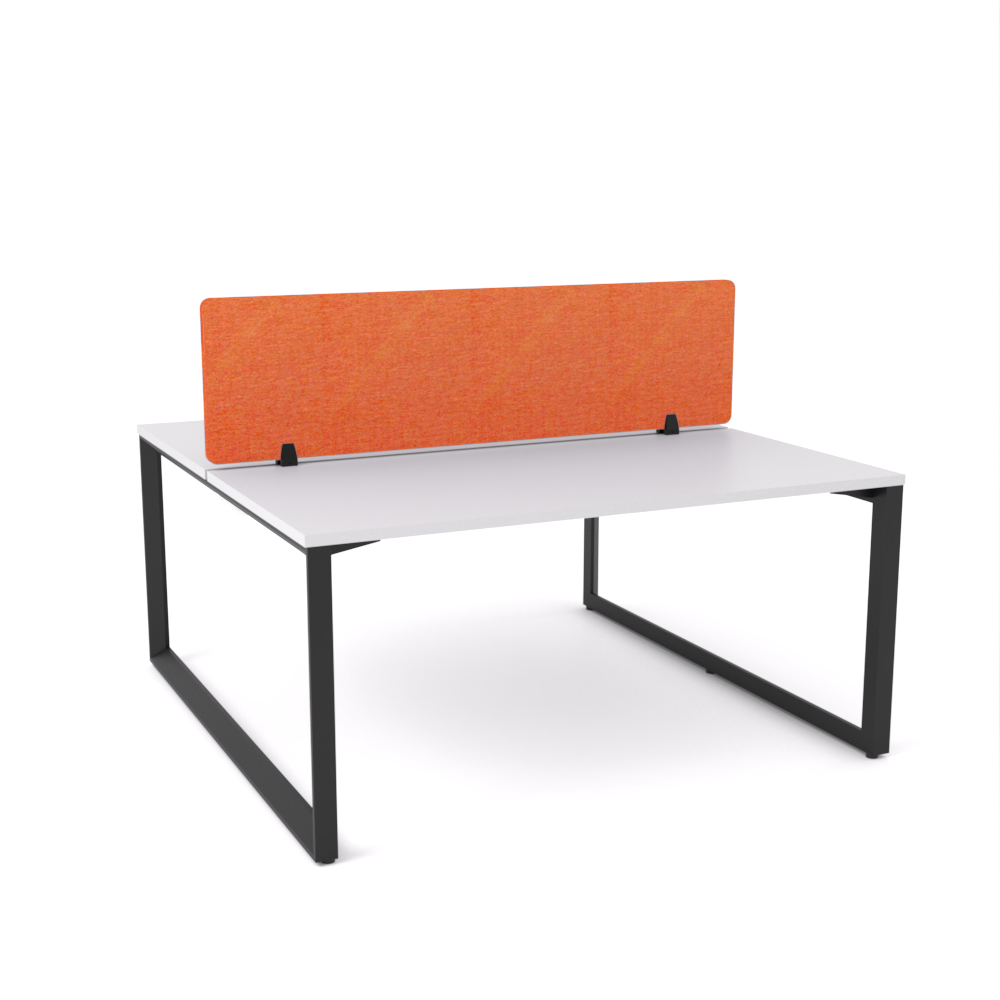 California Office Workstations (Loop Legs) 2-User Double-Sided Desk With AcoustiQ Screen (Orange Screen)