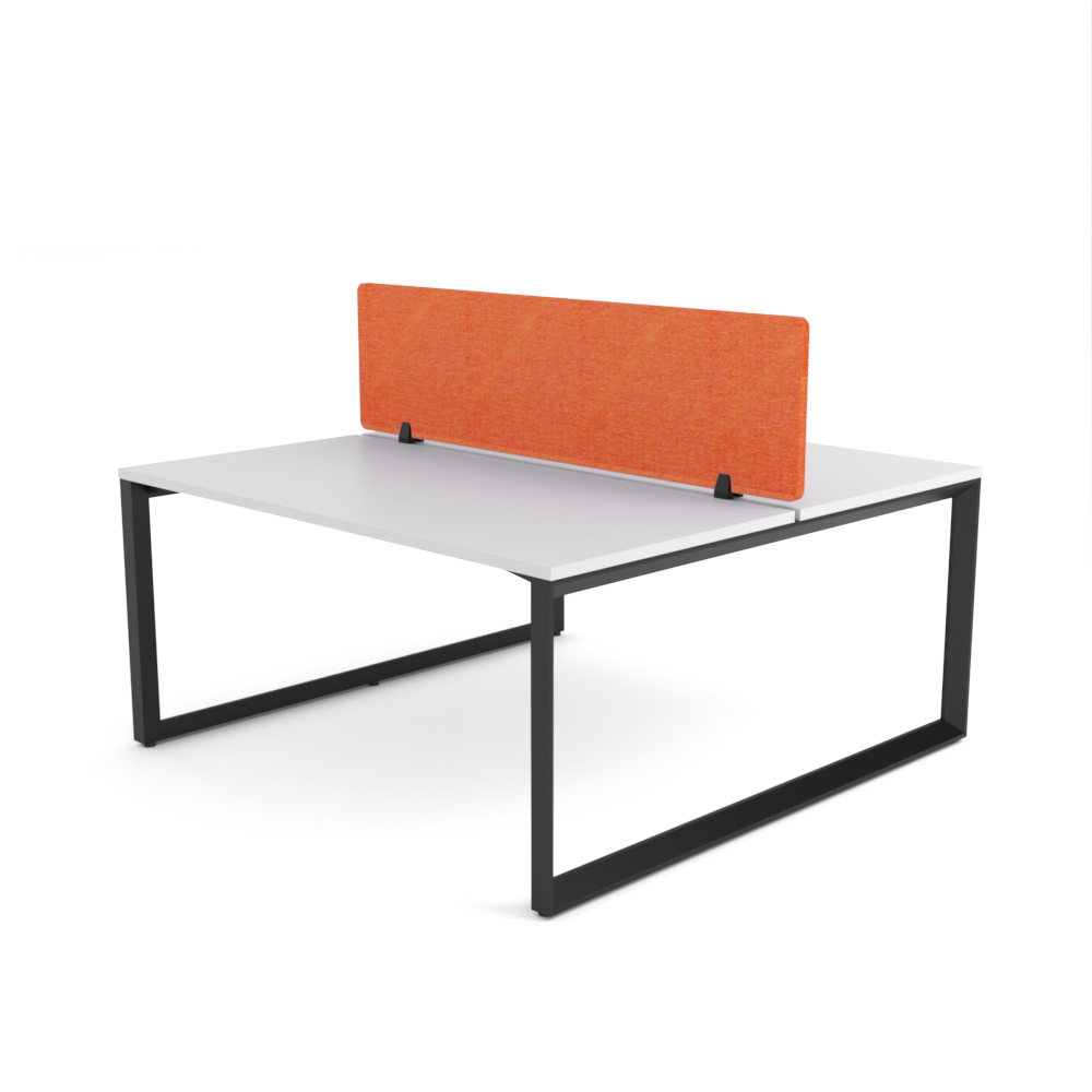 California Office Workstations (Loop Legs) 2-User Double-Sided Desk With AcoustiQ Screen (Orange Screen)