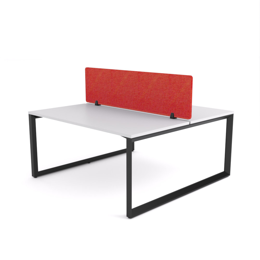 California Office Workstations (Loop Legs) 2-User Double-Sided Desk With AcoustiQ Screen (Red Screen)