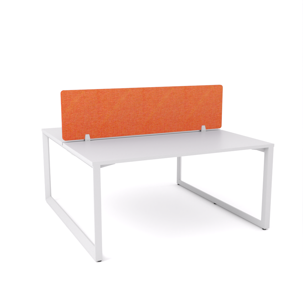 California Office Workstations (Loop Legs) 2-User Double-Sided Desk With AcoustiQ Screen (Orange Screen)