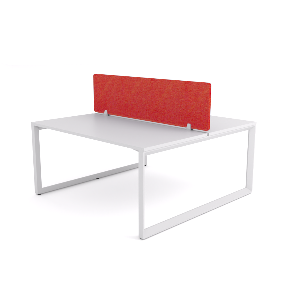 California Office Workstations (Loop Legs) 2-User Double-Sided Desk With AcoustiQ Screen (Red Screen)