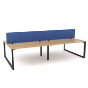 California Office Workstations (Loop Legs) 4-User Double-Sided Desk With AcoustiQ Screen (Cobalt Blue Screen)