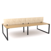 California Office Workstations (Loop Legs) 4-User Double-Sided Desk With AcoustiQ Screen (Natural Screen)