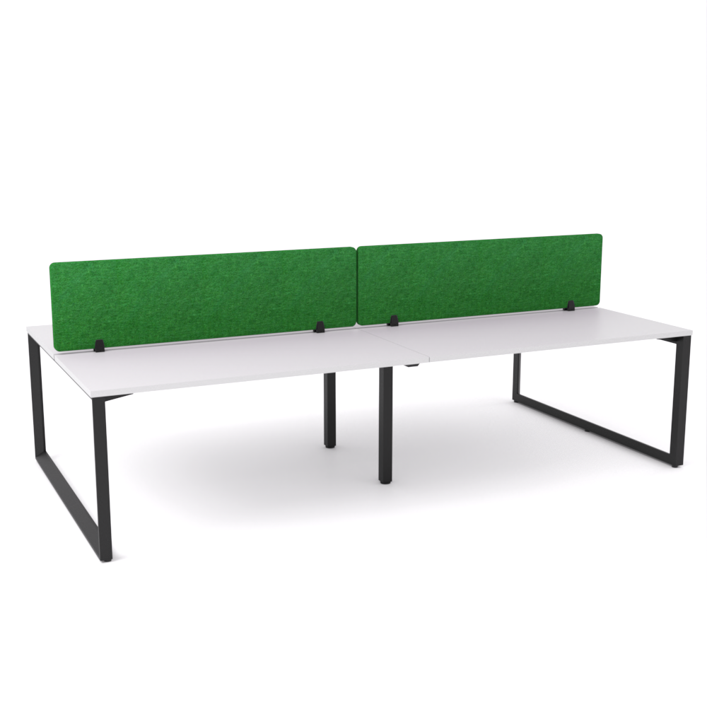 California Office Workstations (Loop Legs) 4-User Double-Sided Desk With AcoustiQ Screen (Green Screen)