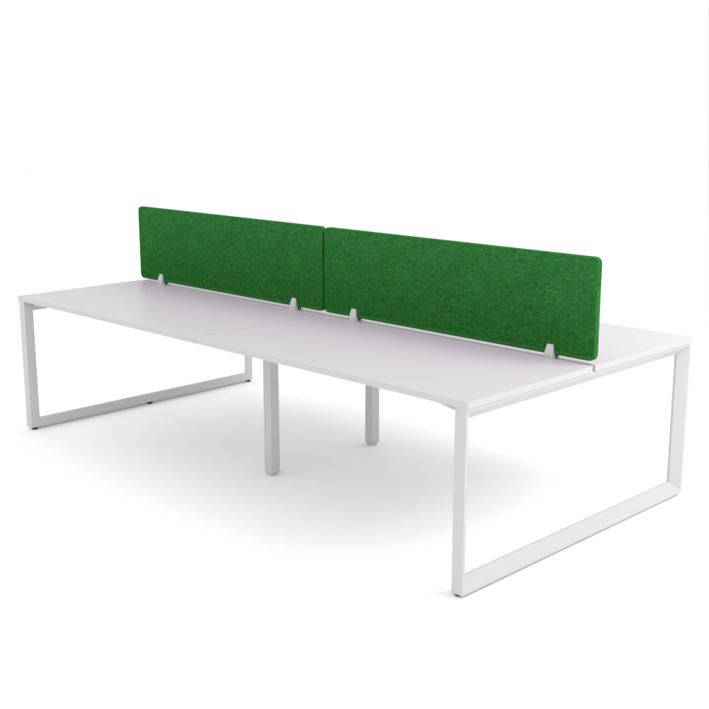 California Office Workstations (Loop Legs) 4-User Double-Sided Desk With AcoustiQ Screen (Green Screen)