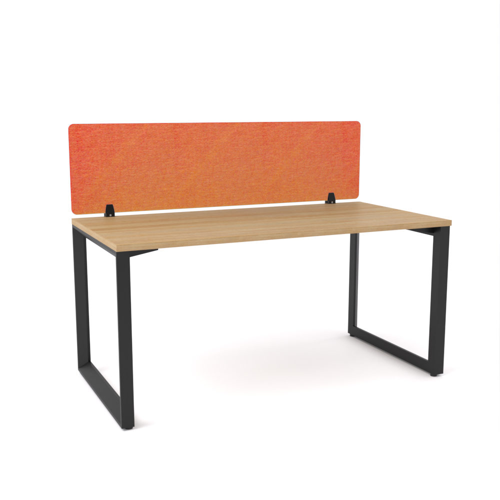 California Office Workstations (Loop Legs) 1-User Single-Sided Desk With AcoustiQ Screen (Orange Screen)