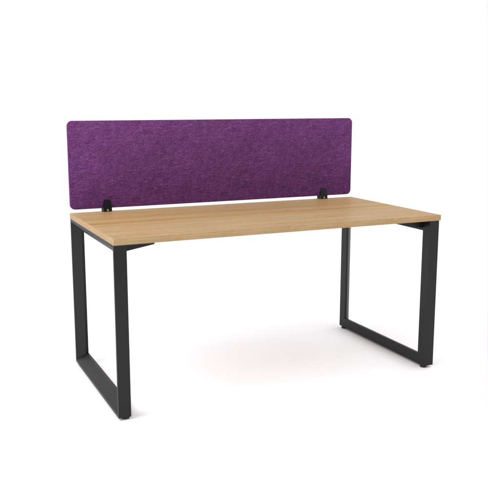 California Office Workstations (Loop Legs) 1-User Single-Sided Desk With AcoustiQ Screen (Purple Screen)