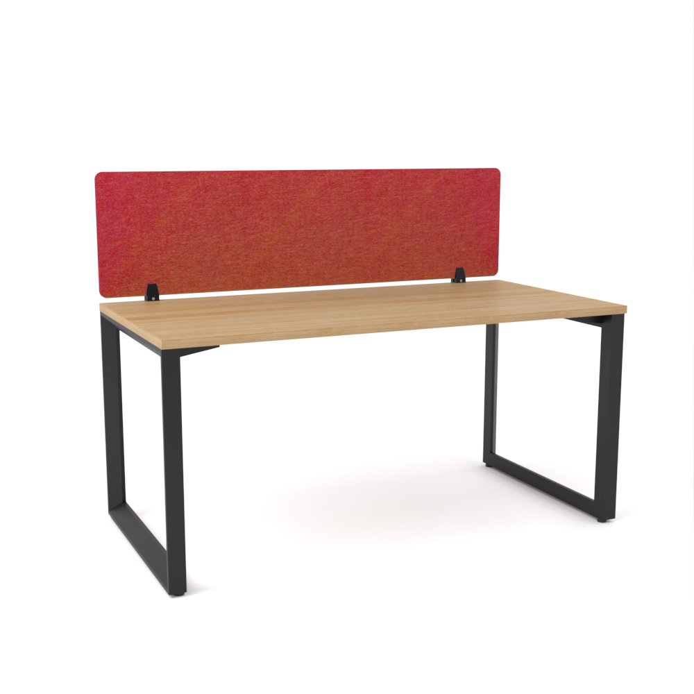 California Office Workstations (Loop Legs) 1-User Single-Sided Desk With AcoustiQ Screen (Red Screen)