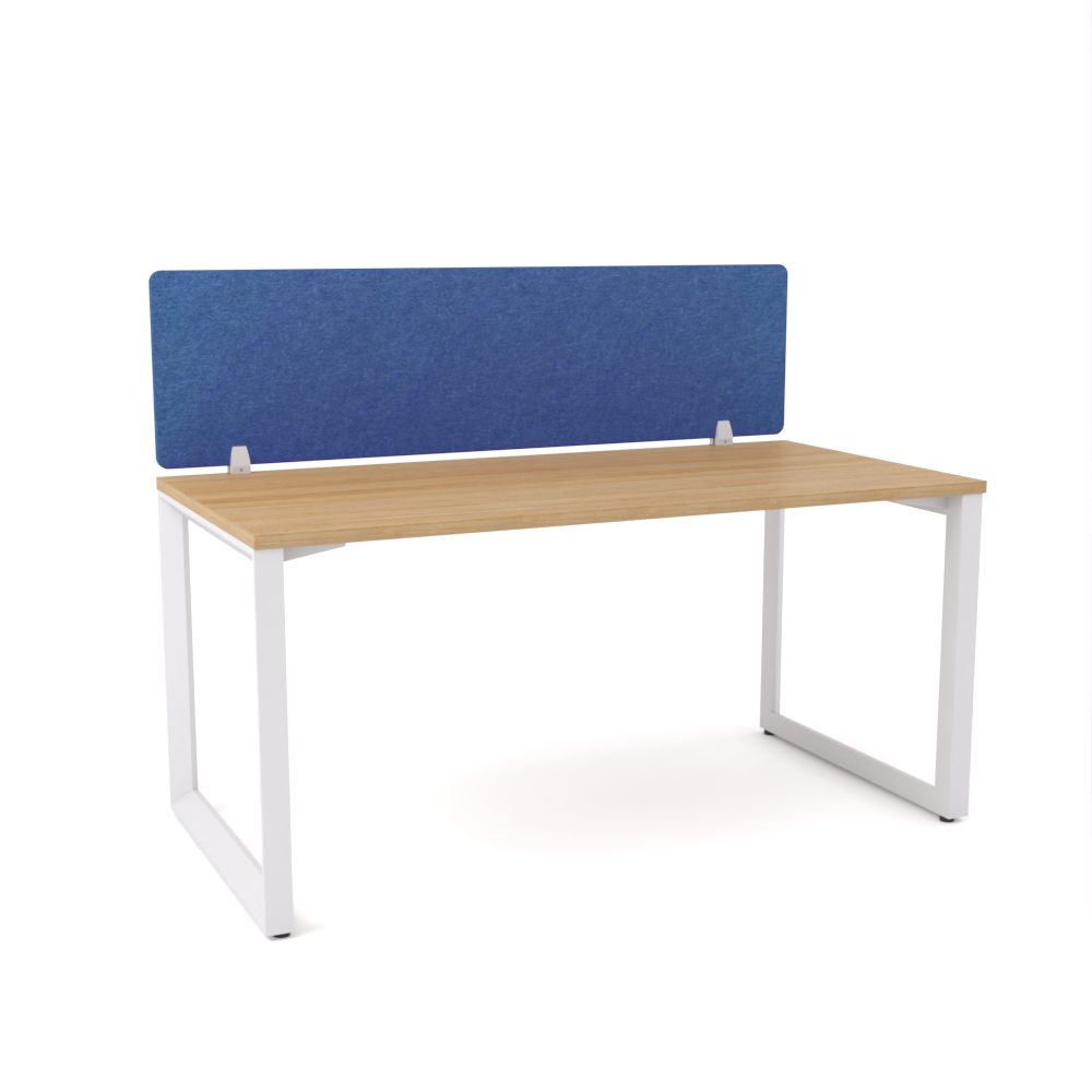 California Office Workstations (Loop Legs) 1-User Single-Sided Desk With AcoustiQ Screen (Cobalt Blue Screen)