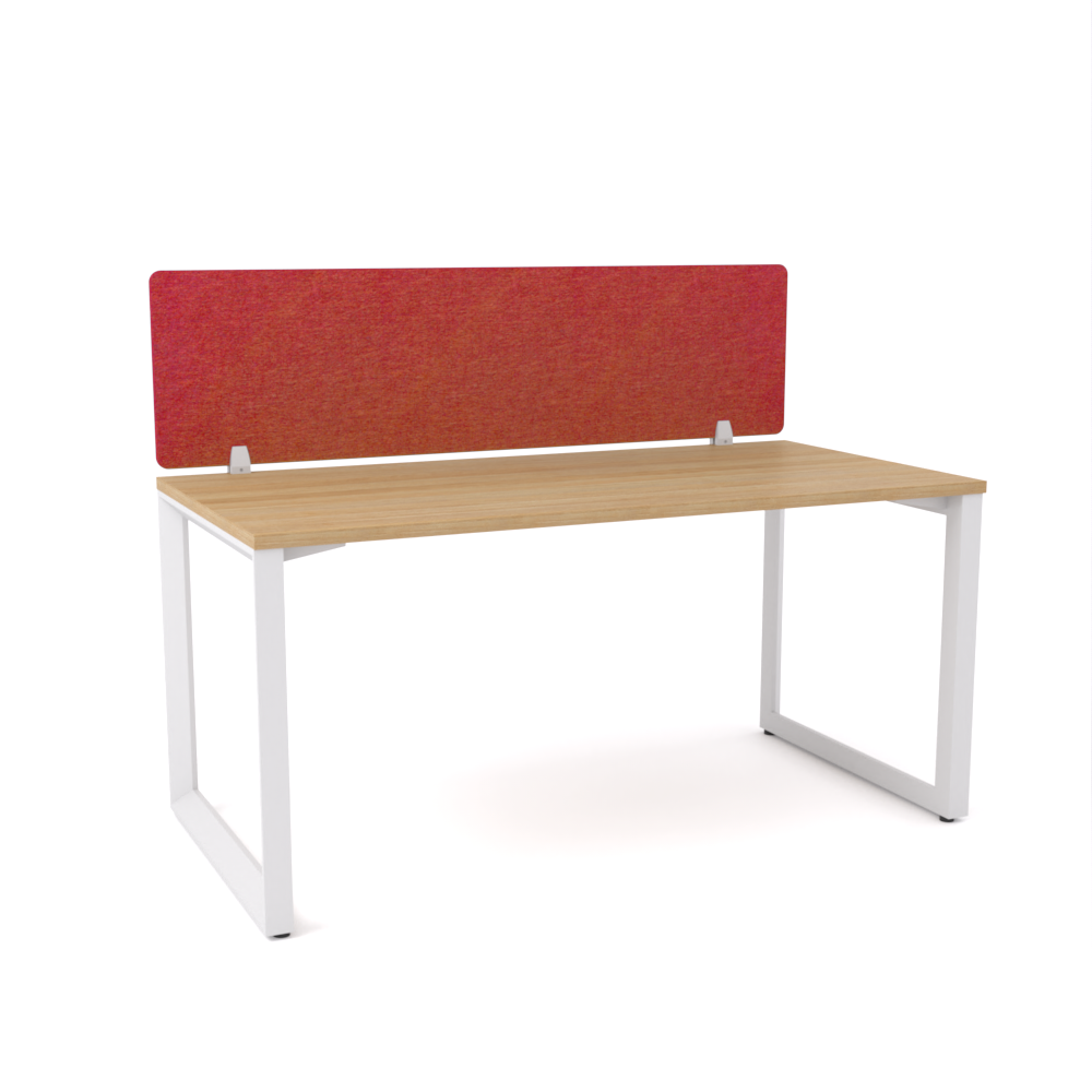 California Office Workstations (Loop Legs) 1-User Single-Sided Desk With AcoustiQ Screen (Red Screen)