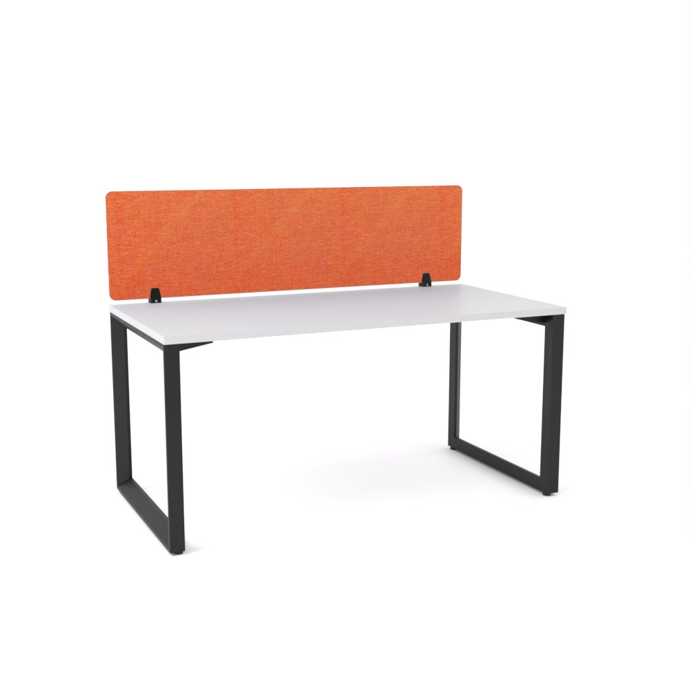 California Office Workstations (Loop Legs) 1-User Single-Sided Desk With AcoustiQ Screen (Orange Screen)