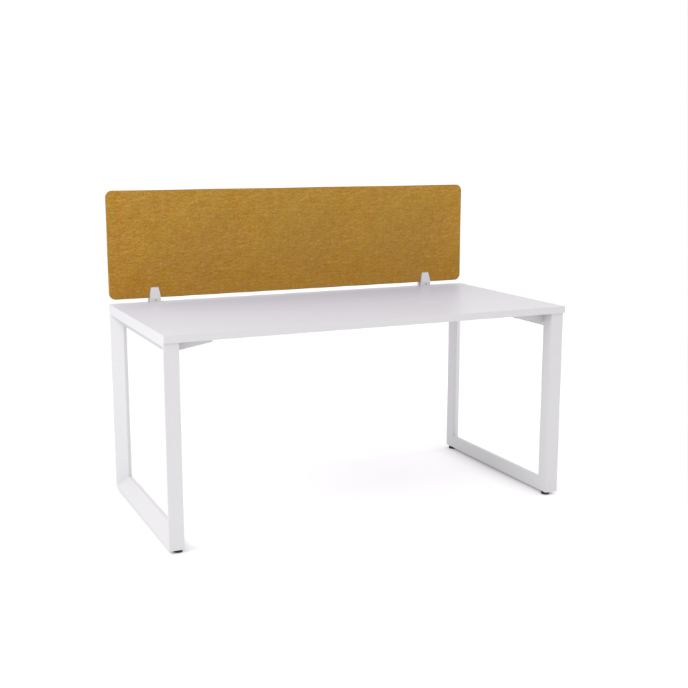 California Office Workstations (Loop Legs) 1-User Single-Sided Desk With AcoustiQ Screen (Golden Yellow Screen)
