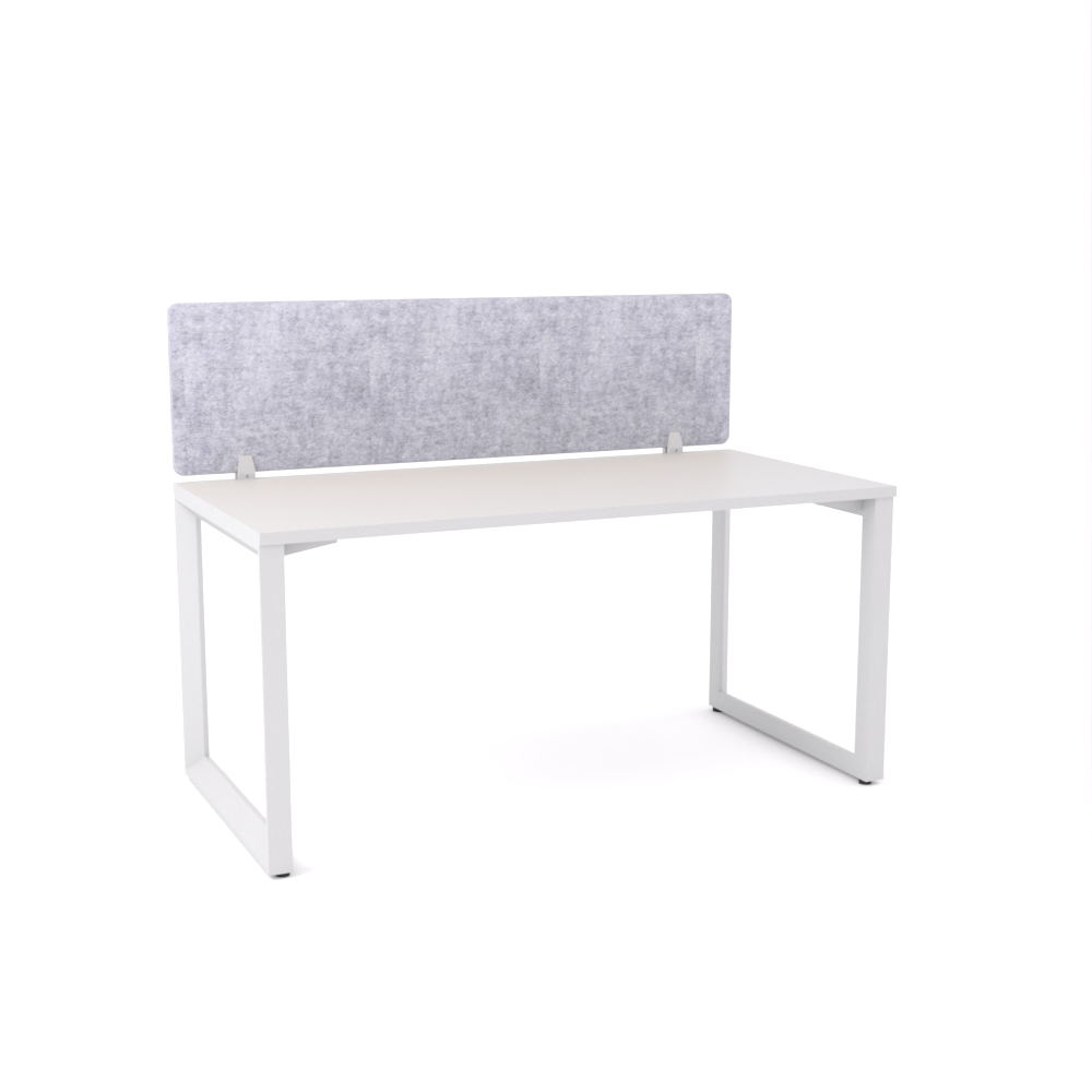 California Office Workstations (Loop Legs) 1-User Single-Sided Desk With AcoustiQ Screen (Marble Gray Screen)