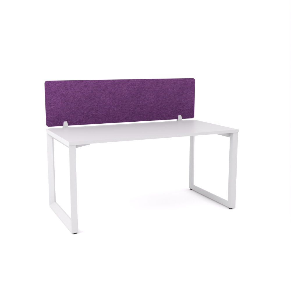 California Office Workstations (Loop Legs) 1-User Single-Sided Desk With AcoustiQ Screen (Purple Screen)