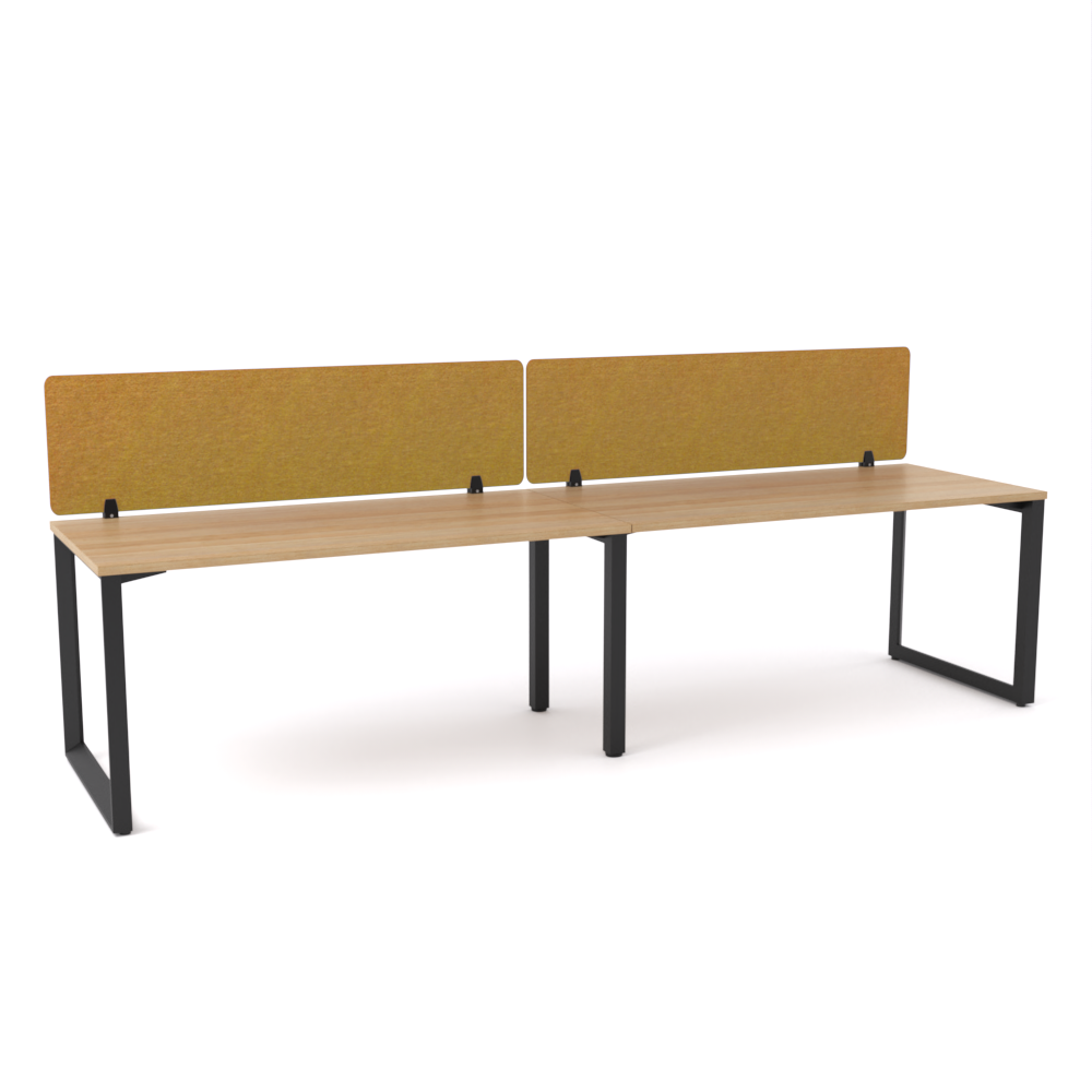 California Office Workstations (Loop Legs) 2-User Single-Sided Desk With AcoustiQ Screen (Golden Yellow Screen)