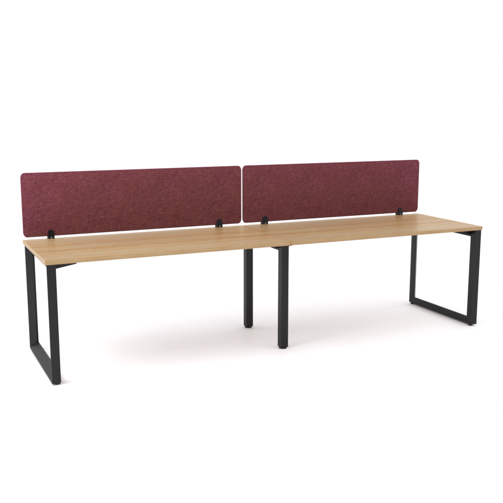 California Office Workstations (Loop Legs) 2-User Single-Sided Desk With AcoustiQ Screen (Maroon Screen)
