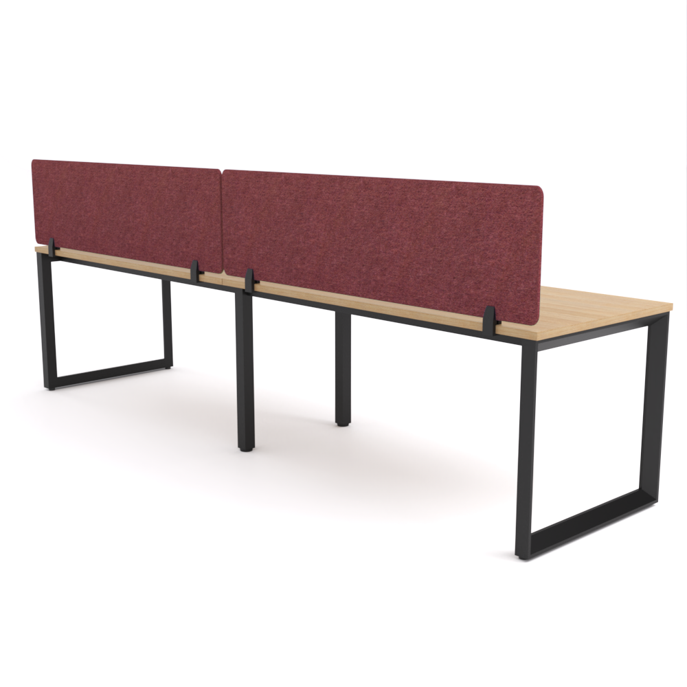California Office Workstations (Loop Legs) 2-User Single-Sided Desk With AcoustiQ Screen (Maroon Screen)