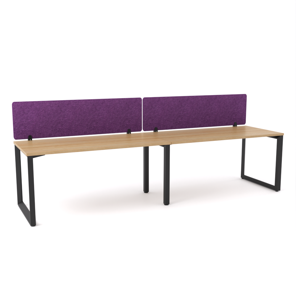 California Office Workstations (Loop Legs) 2-User Single-Sided Desk With AcoustiQ Screen (Purple Screen)