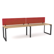 California Office Workstations (Loop Legs) 2-User Single-Sided Desk With AcoustiQ Screen (Red Screen)