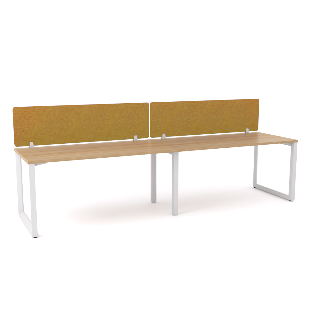 California Office Workstations (Loop Legs) 2-User Single-Sided Desk With AcoustiQ Screen (Golden Yellow Screen)