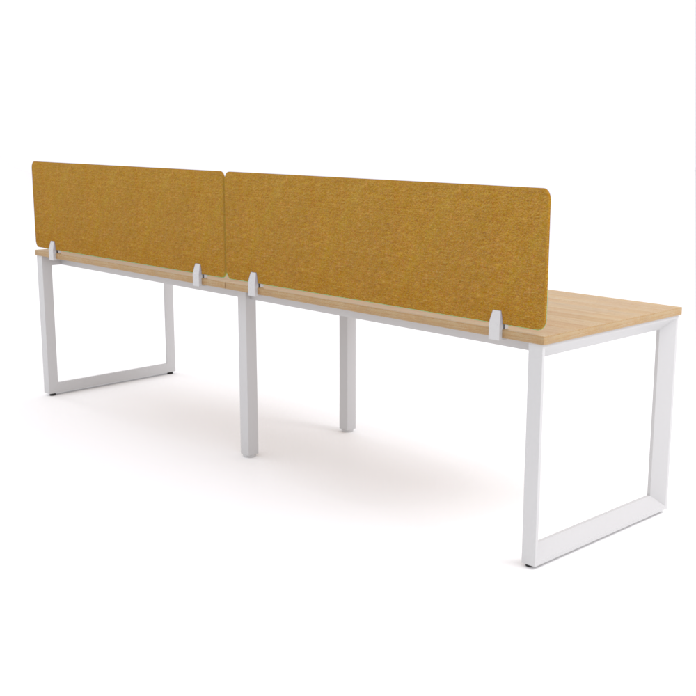 California Office Workstations (Loop Legs) 2-User Single-Sided Desk With AcoustiQ Screen (Golden Yellow Screen)
