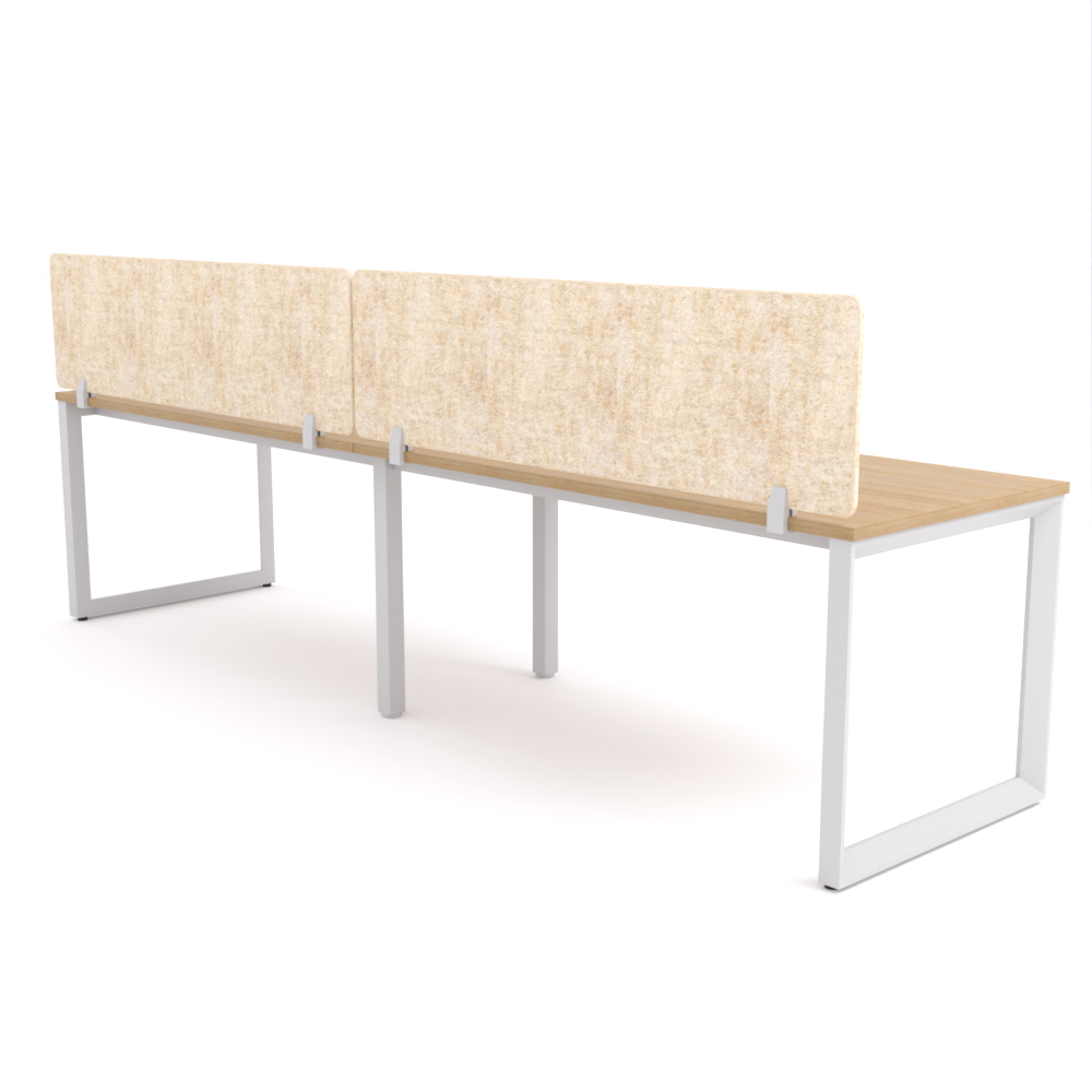 California Office Workstations (Loop Legs) 2-User Single-Sided Desk With AcoustiQ Screen (Natural Screen)