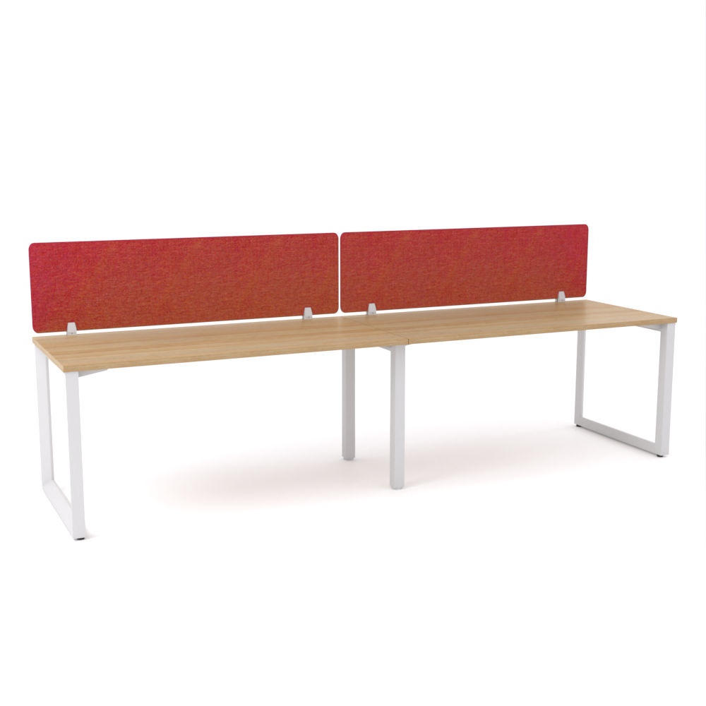 California Office Workstations (Loop Legs) 2-User Single-Sided Desk With AcoustiQ Screen (Red Screen)