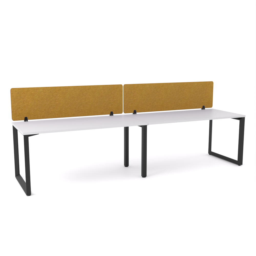 California Office Workstations (Loop Legs) 2-User Single-Sided Desk With AcoustiQ Screen (Golden Yellow Screen)