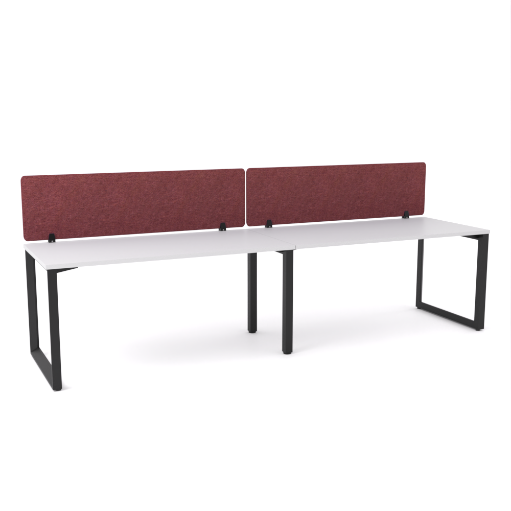 California Office Workstations (Loop Legs) 2-User Single-Sided Desk With AcoustiQ Screen (Maroon Screen)