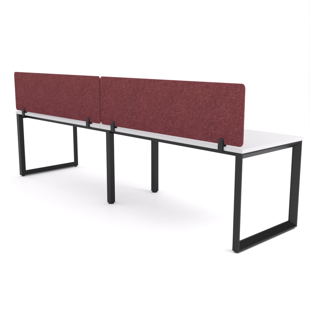 California Office Workstations (Loop Legs) 2-User Single-Sided Desk With AcoustiQ Screen (Maroon Screen)