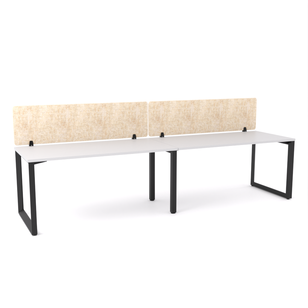 California Office Workstations (Loop Legs) 2-User Single-Sided Desk With AcoustiQ Screen (Natural Screen)