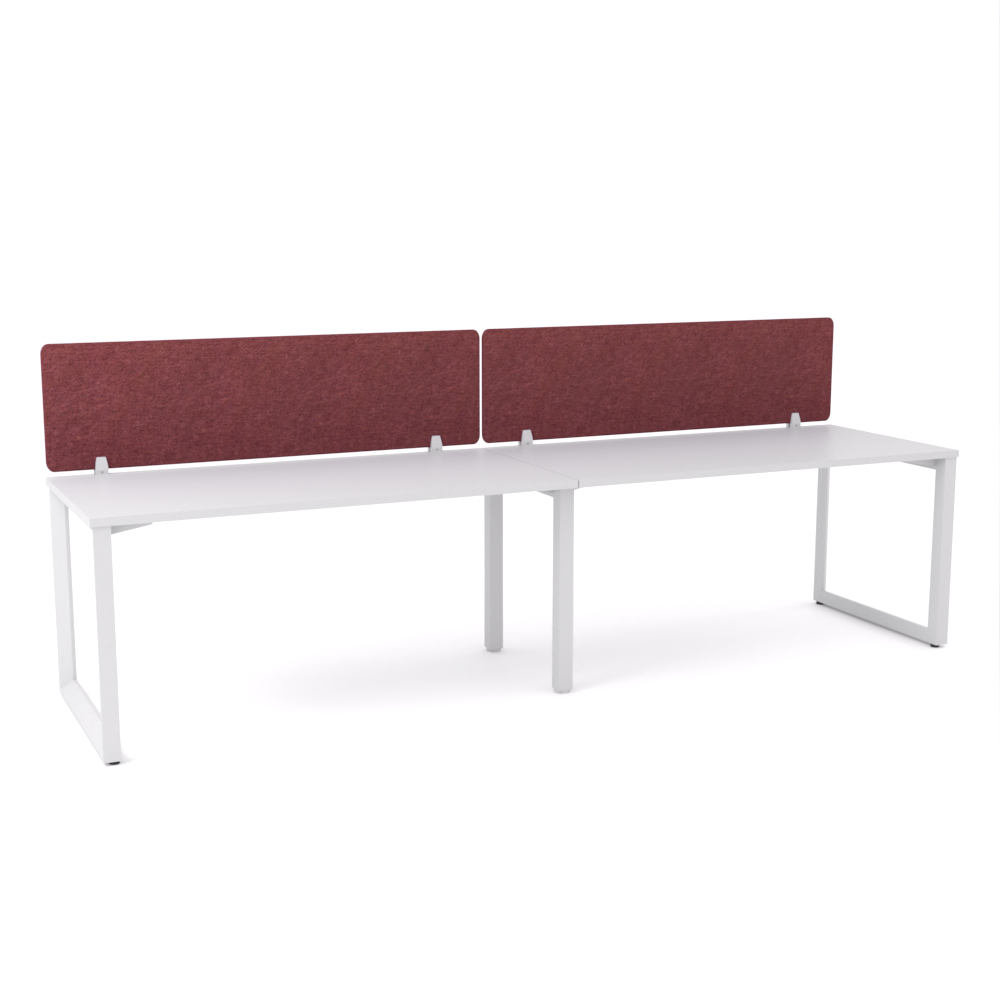 California Office Workstations (Loop Legs) 2-User Single-Sided Desk With AcoustiQ Screen (Maroon Screen)